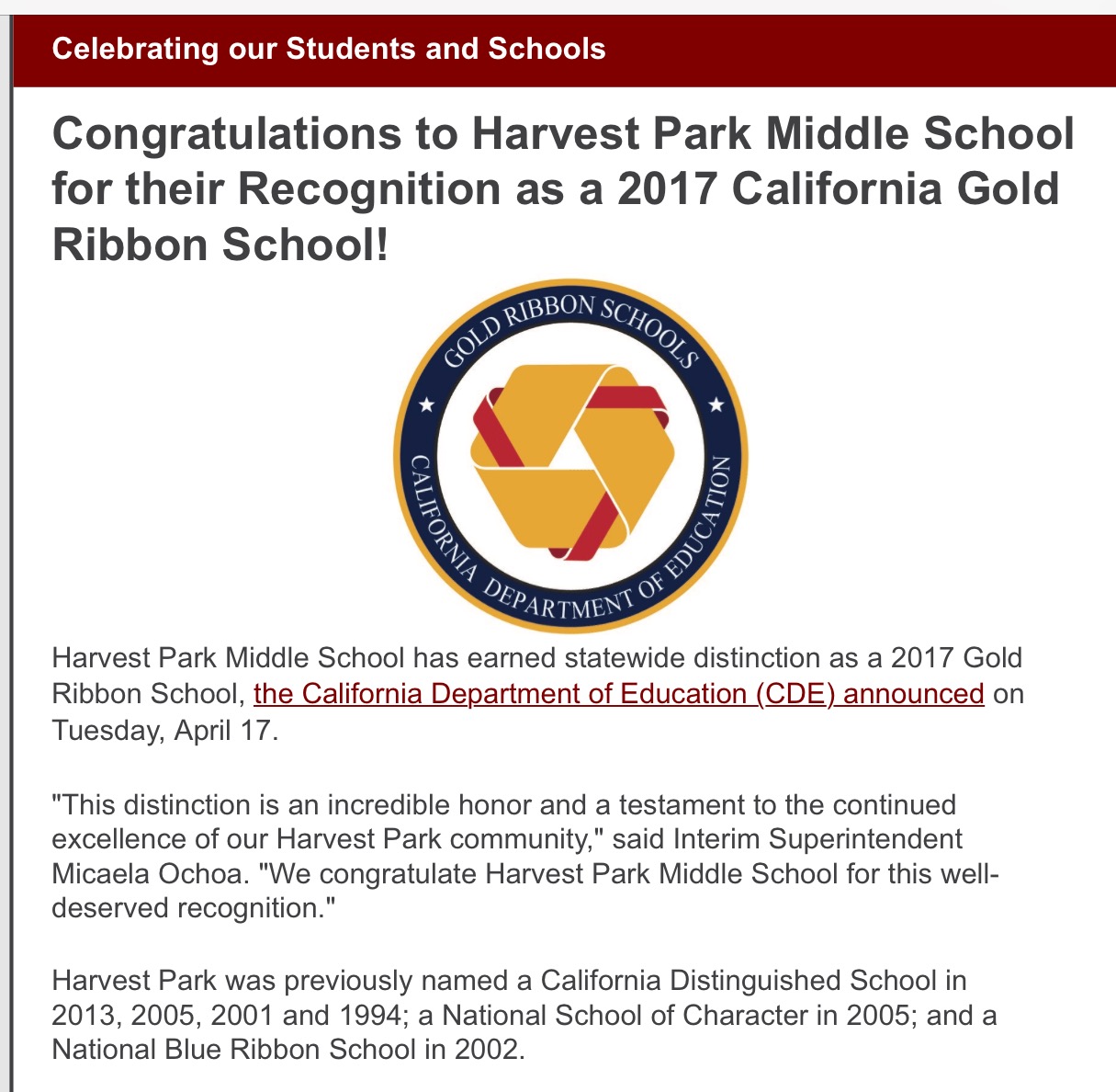 Harvest Park Middle School